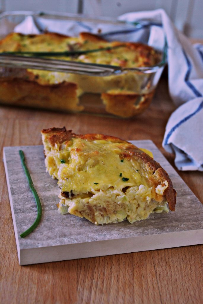 strata con formaggio e porro